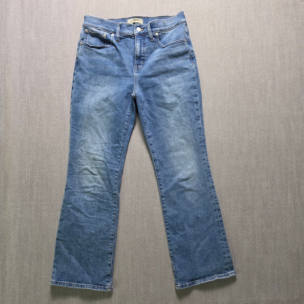 Madewell Kick Out Crop Jeans Womens 28 Blue Mid Rise Demi Bootcut Denim